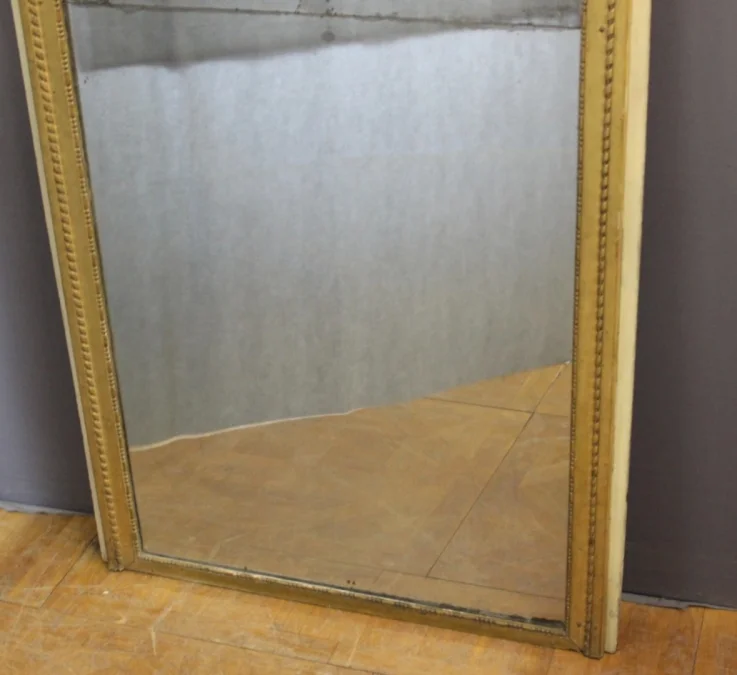 Important Miroir au mercure Louis XVI de boiserie début XIX
