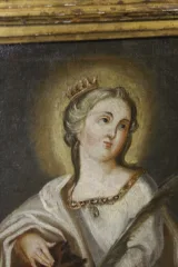 Huile sur toile " Sainte Catherine d'Alexandrie " fin du XVIII siècle