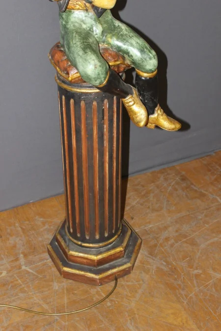 Nubien Porte Torchère en bois polychrome vers 1950