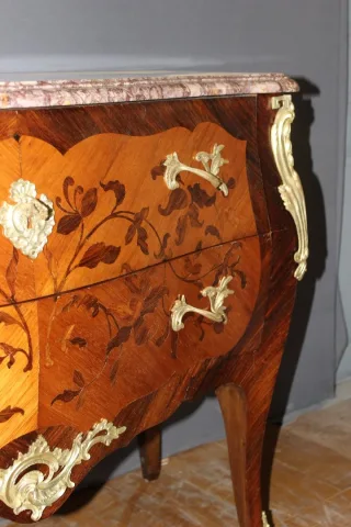 Louis XV Style Marquetry Chest Of Drawers, Circa 1930
