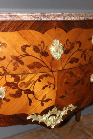 Louis XV Style Marquetry Chest Of Drawers, Circa 1930