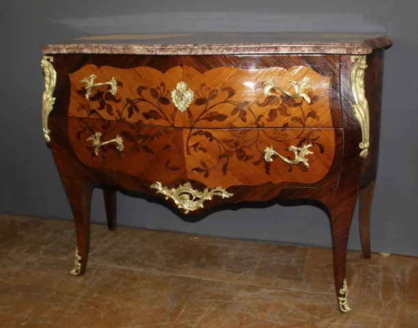 Louis XV Style Marquetry Chest Of Drawers, Circa 1930
