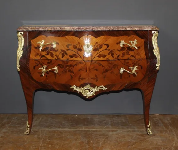 Louis XV Style Marquetry Chest Of Drawers, Circa 1930