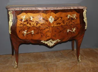 Louis XV Style Marquetry Chest Of Drawers, Circa 1930