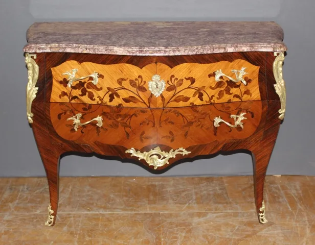 Louis XV Style Marquetry Chest Of Drawers, Circa 1930
