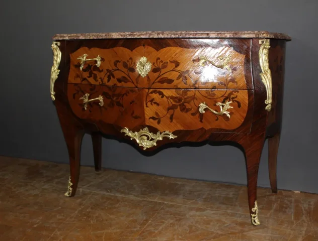 Louis XV Style Marquetry Chest Of Drawers, Circa 1930
