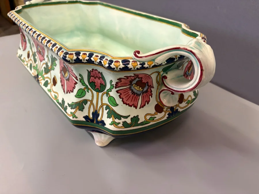 Jardinière en faïence Fine de Sarreguemines fin XIX