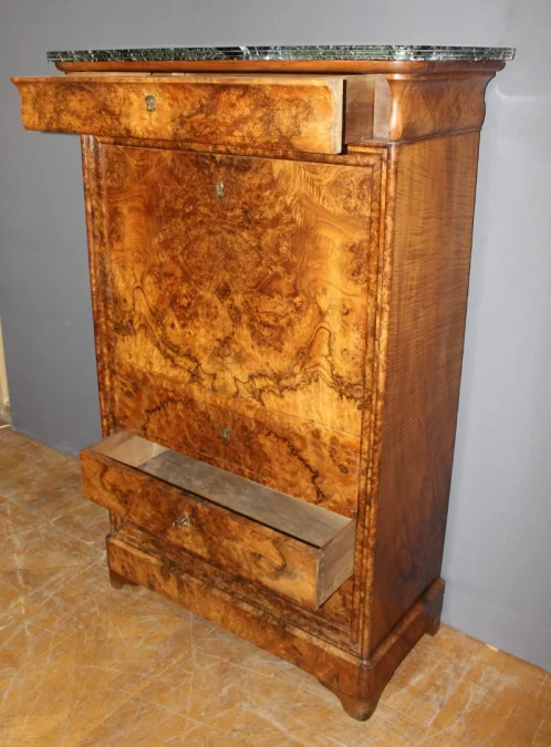 Secrétaire d'époque  Louis Philippe en Ronce de Noyer XIX