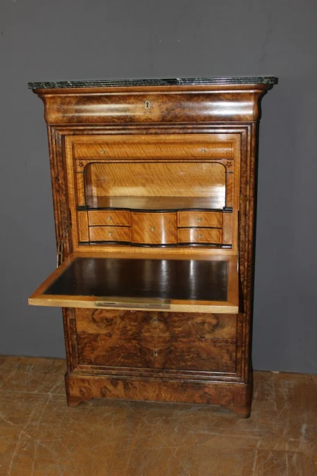 Secrétaire d'époque  Louis Philippe en Ronce de Noyer XIX