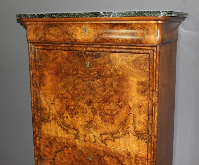 Secrétaire d'époque  Louis Philippe en Ronce de Noyer XIX