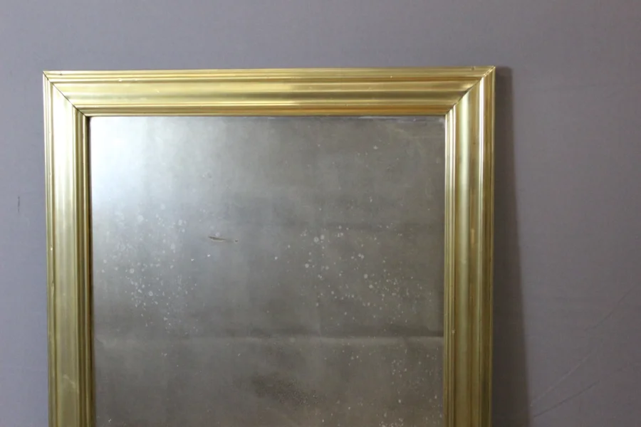 Miroir de Bistrot en Laiton et Miroir au Mercure XIX