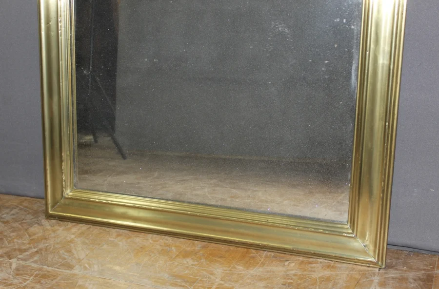 Miroir de Bistrot en Laiton et Miroir au Mercure XIX