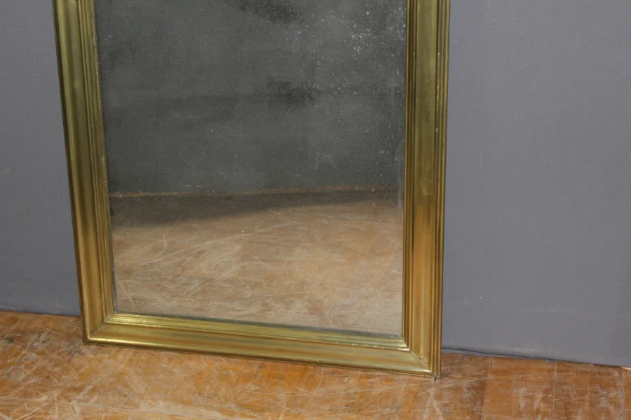 Miroir de Bistrot en Laiton et Miroir au Mercure XIX