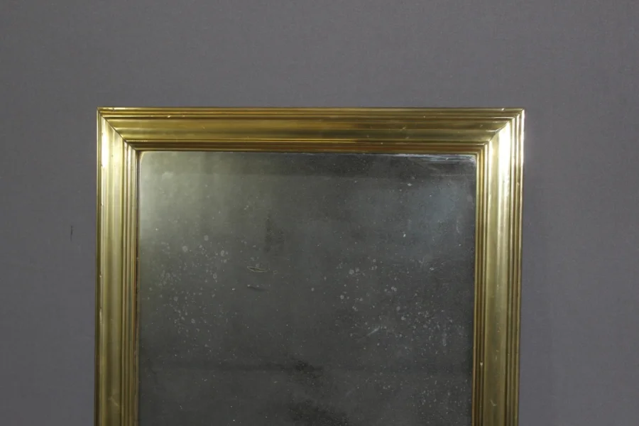 Miroir de Bistrot en Laiton et Miroir au Mercure XIX