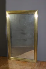 Miroir de Bistrot en Laiton et Miroir au Mercure XIX