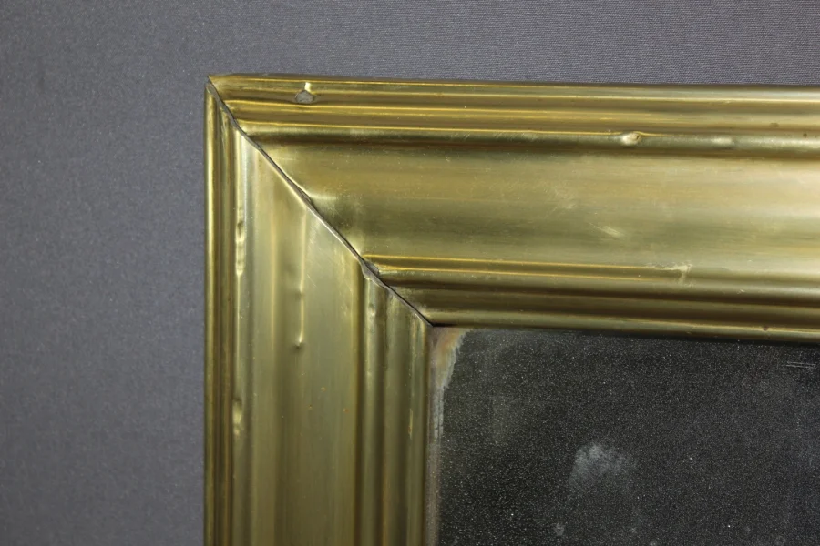 Miroir de Bistrot en Laiton et Miroir au Mercure XIX