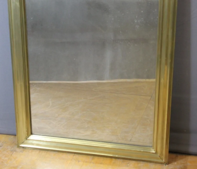 Miroir de Bistrot en Laiton et Miroir au Mercure XIX