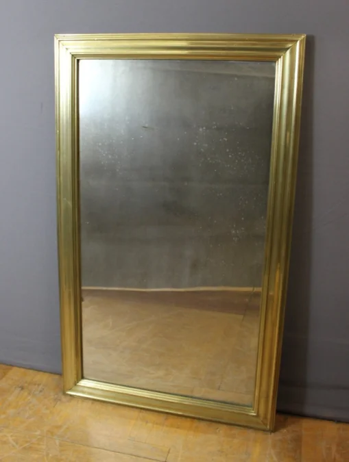 Miroir de Bistrot en Laiton et Miroir au Mercure XIX