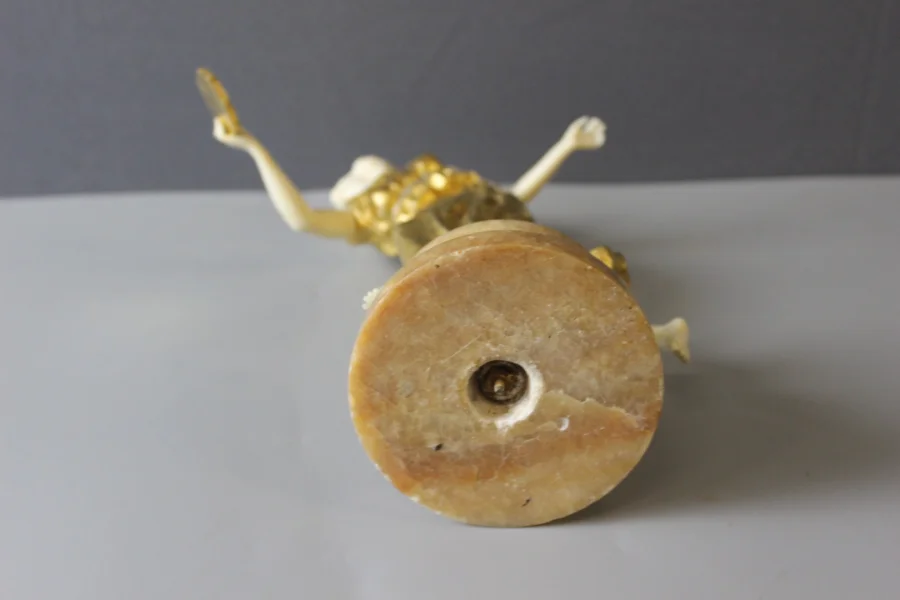 Chryselephantine Sculpture Of A Woman With A Tambourine By Affortunato Gori