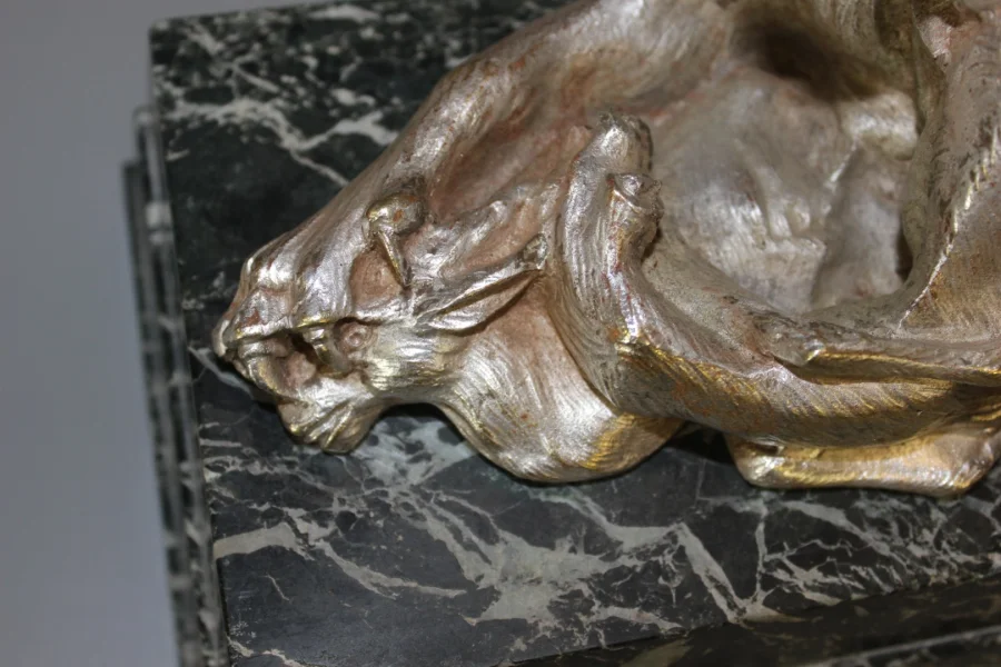Lioness In Silver Bronze Circa 1930