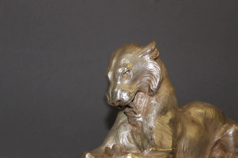 Lioness In Silver Bronze Circa 1930