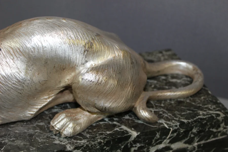 Lioness In Silver Bronze Circa 1930
