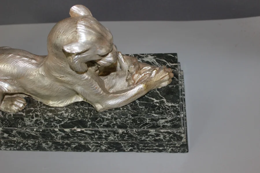 Lioness In Silver Bronze Circa 1930