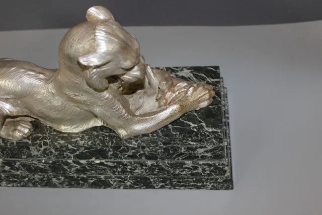 Lioness In Silver Bronze Circa 1930
