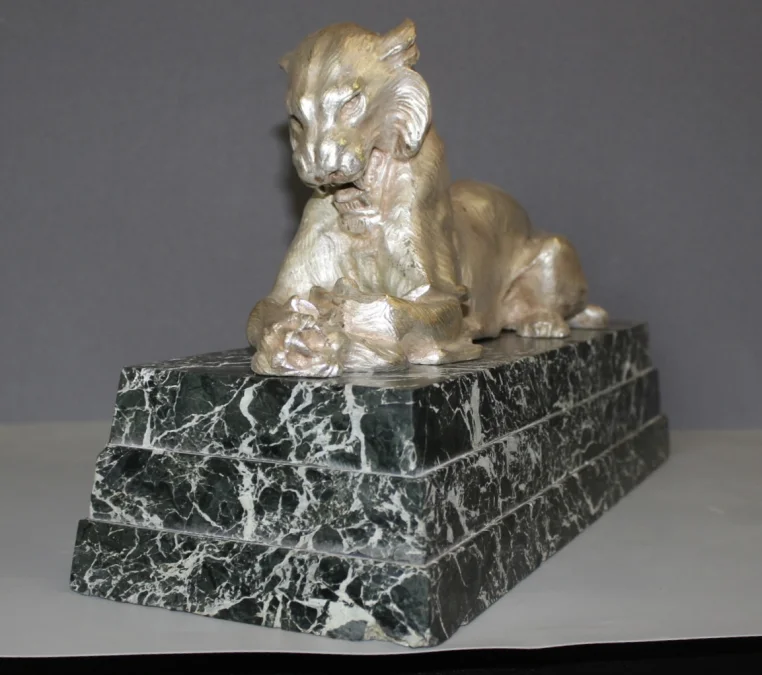 Lioness In Silver Bronze Circa 1930