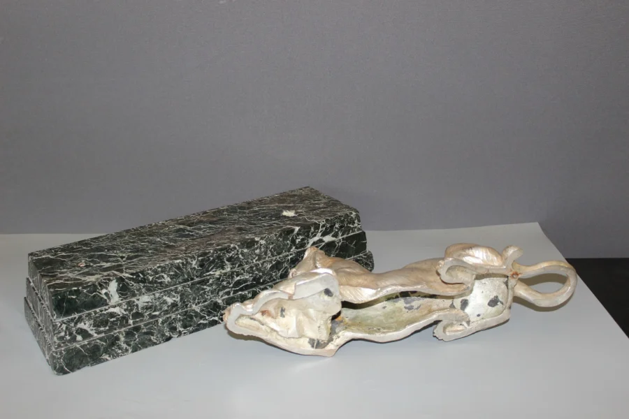 Lioness In Silver Bronze Circa 1930