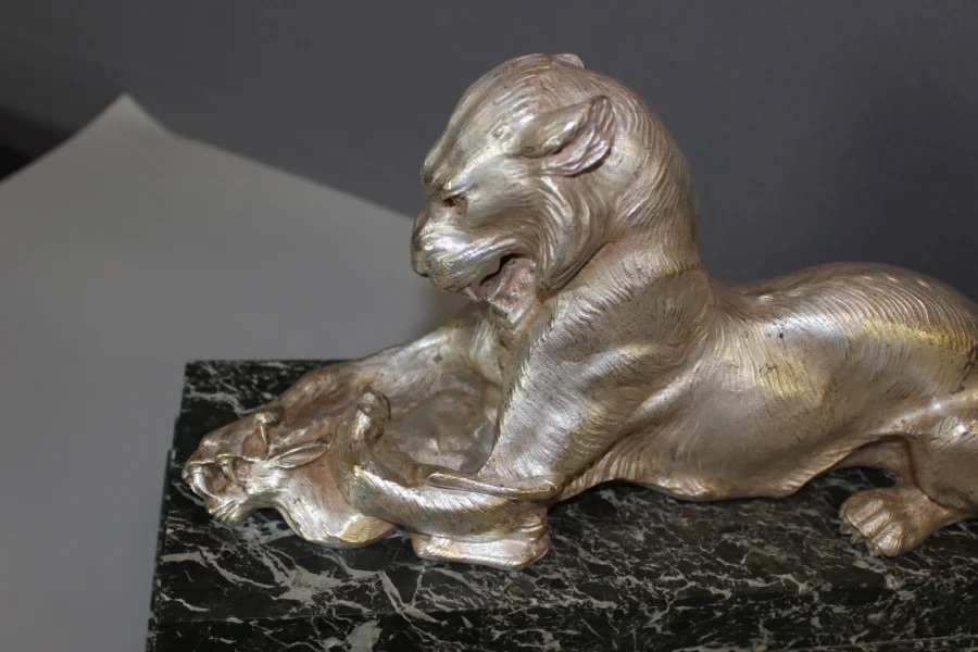 Lioness In Silver Bronze Circa 1930