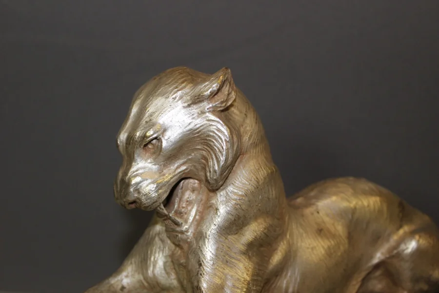 Lioness In Silver Bronze Circa 1930
