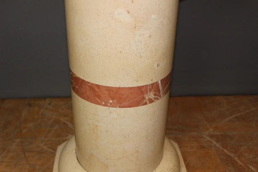 Colonne et sa vasque en marbre et céramique vers 1980
