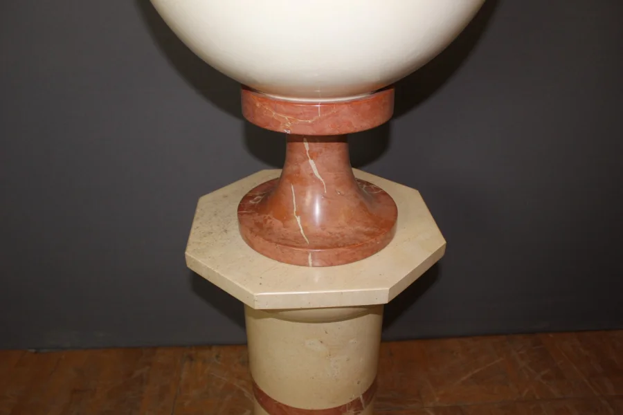 Colonne et sa vasque en marbre et céramique vers 1980