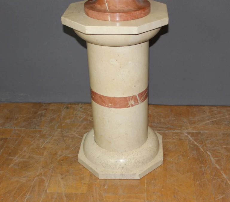 Colonne et sa vasque en marbre et céramique vers 1980