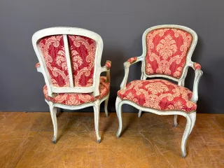Pair Of Louis XV Style Polychrome Beech Cabriolets