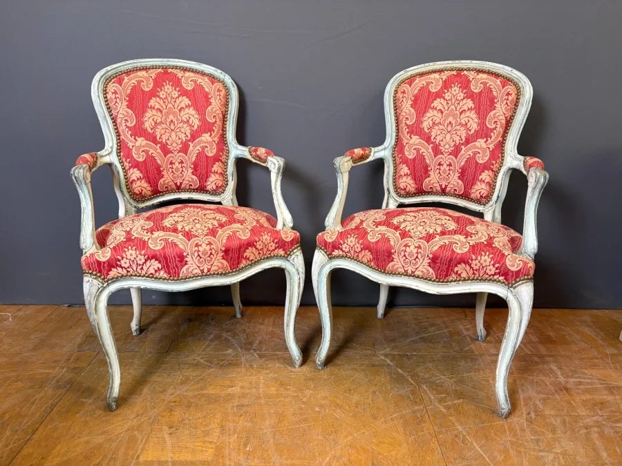 Pair Of Louis XV Style Polychrome Beech Cabriolets