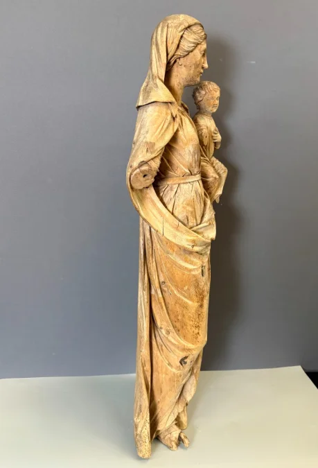 Virgin And Child In Carved Wood, Late 18th Century