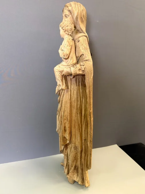 Virgin And Child In Carved Wood, Late 18th Century