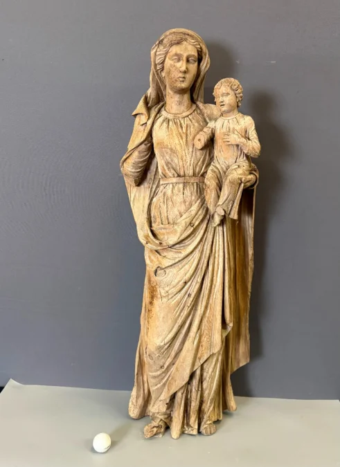 Virgin And Child In Carved Wood, Late 18th Century