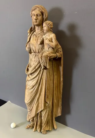 Virgin And Child In Carved Wood, Late 18th Century