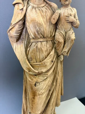 Virgin And Child In Carved Wood, Late 18th Century