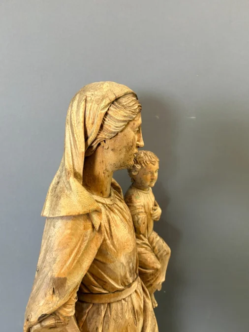 Virgin And Child In Carved Wood, Late 18th Century