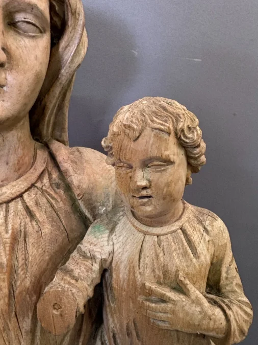 Virgin And Child In Carved Wood, Late 18th Century