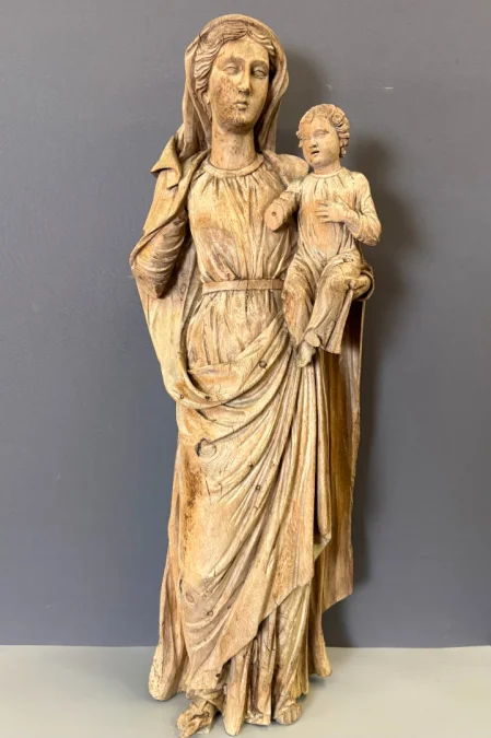 Virgin And Child In Carved Wood, Late 18th Century