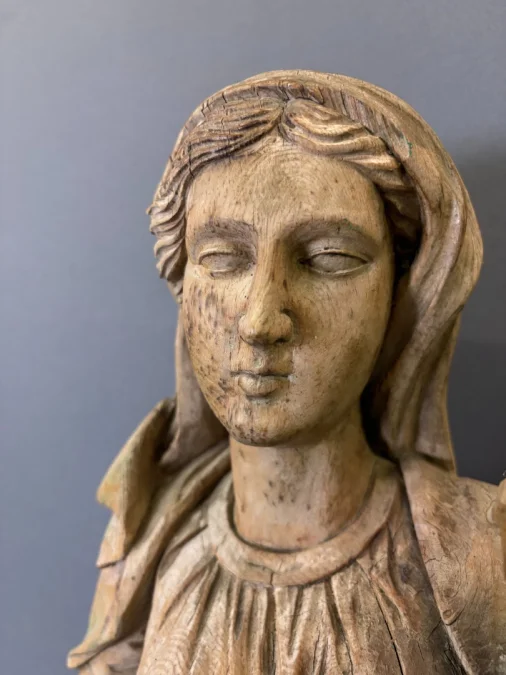 Virgin And Child In Carved Wood, Late 18th Century