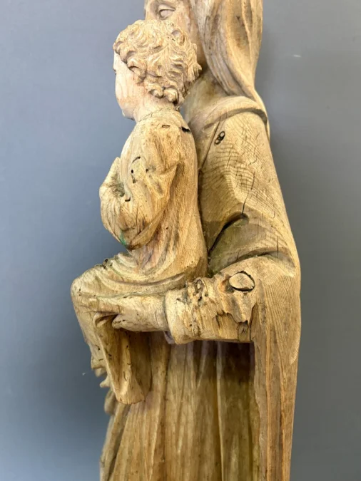 Virgin And Child In Carved Wood, Late 18th Century