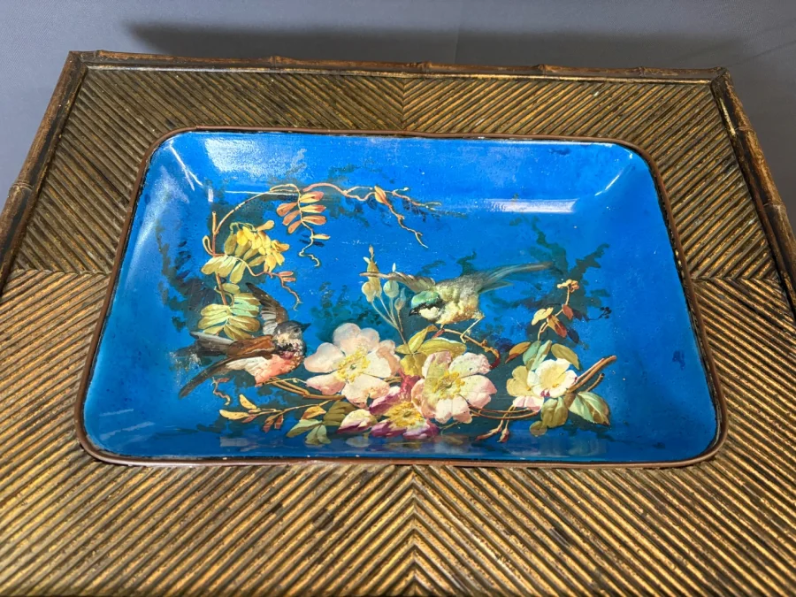 Napoleon III Table In Bamboo And Choisy Le Roi Earthenware, 19th Century