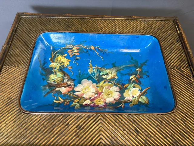 Napoleon III Table In Bamboo And Choisy Le Roi Earthenware, 19th Century