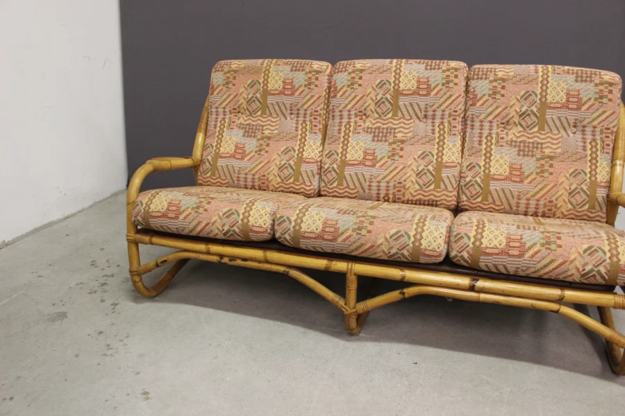 Three-seater Rattan Sofa Circa 1970